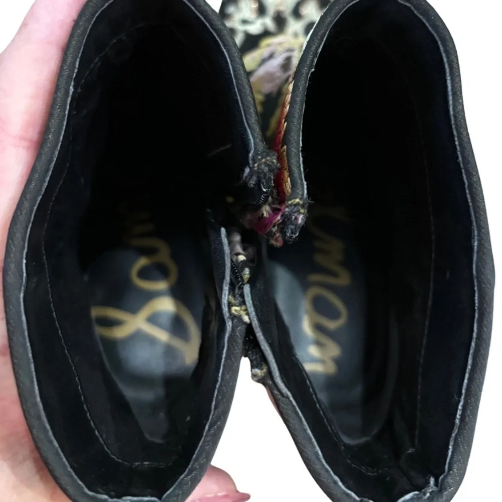 ✨ Sam Edelman Taye Metallic Jacquard Ankle Boots – Floral Brocade | Size 8.5 ✨
